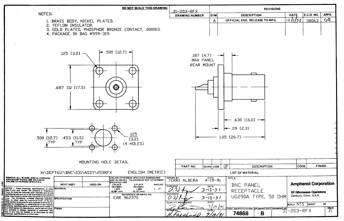 4 GHz BNC同轴17.5毫米4孔法兰连接器